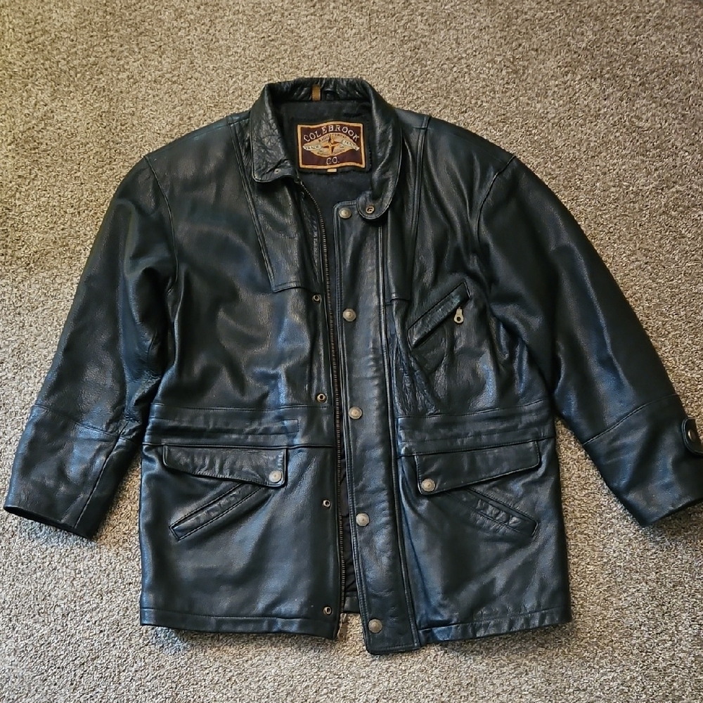 Black Military Field Jacket with Vintage Leather